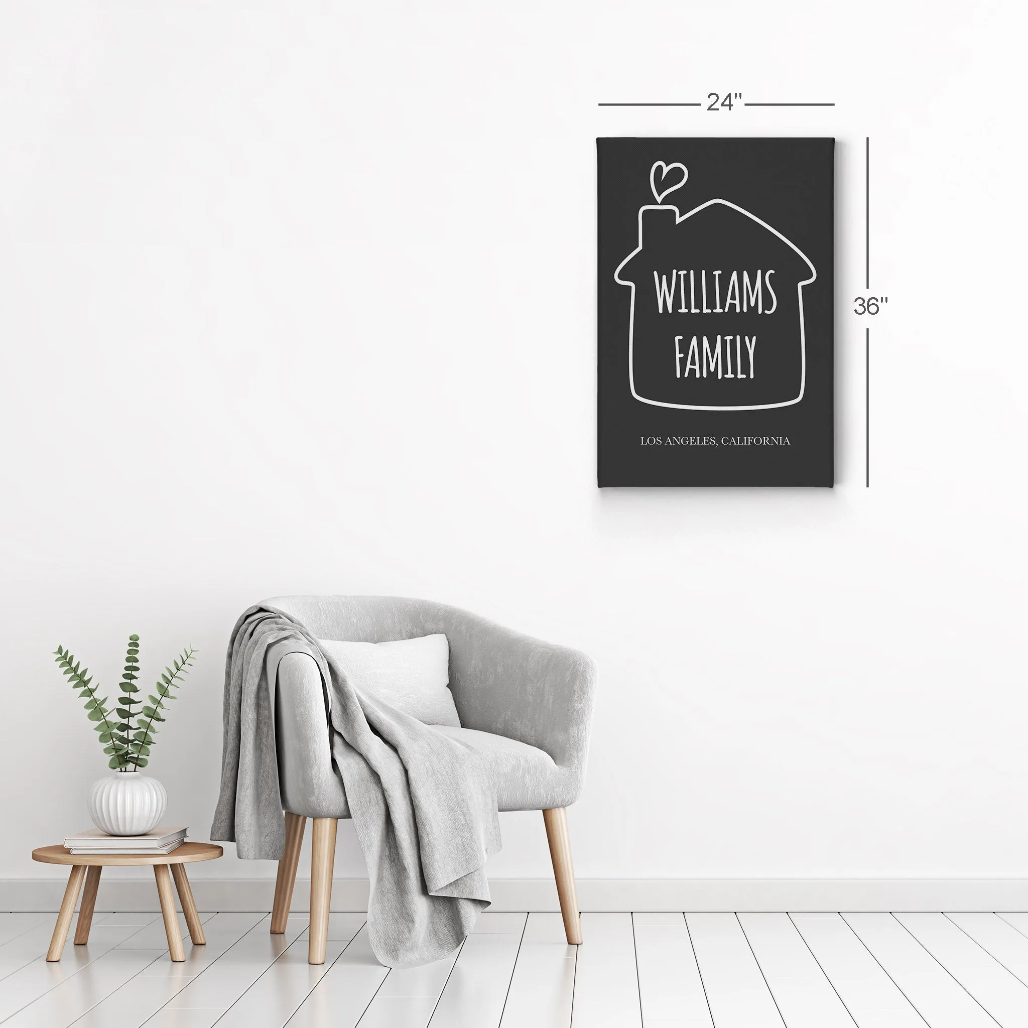 Personalized Gift Wall Art with Family Name, City and State Name Minimalist Design
