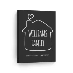 Personalized Gift Wall Art with Family Name, City and State Name Minimalist Design