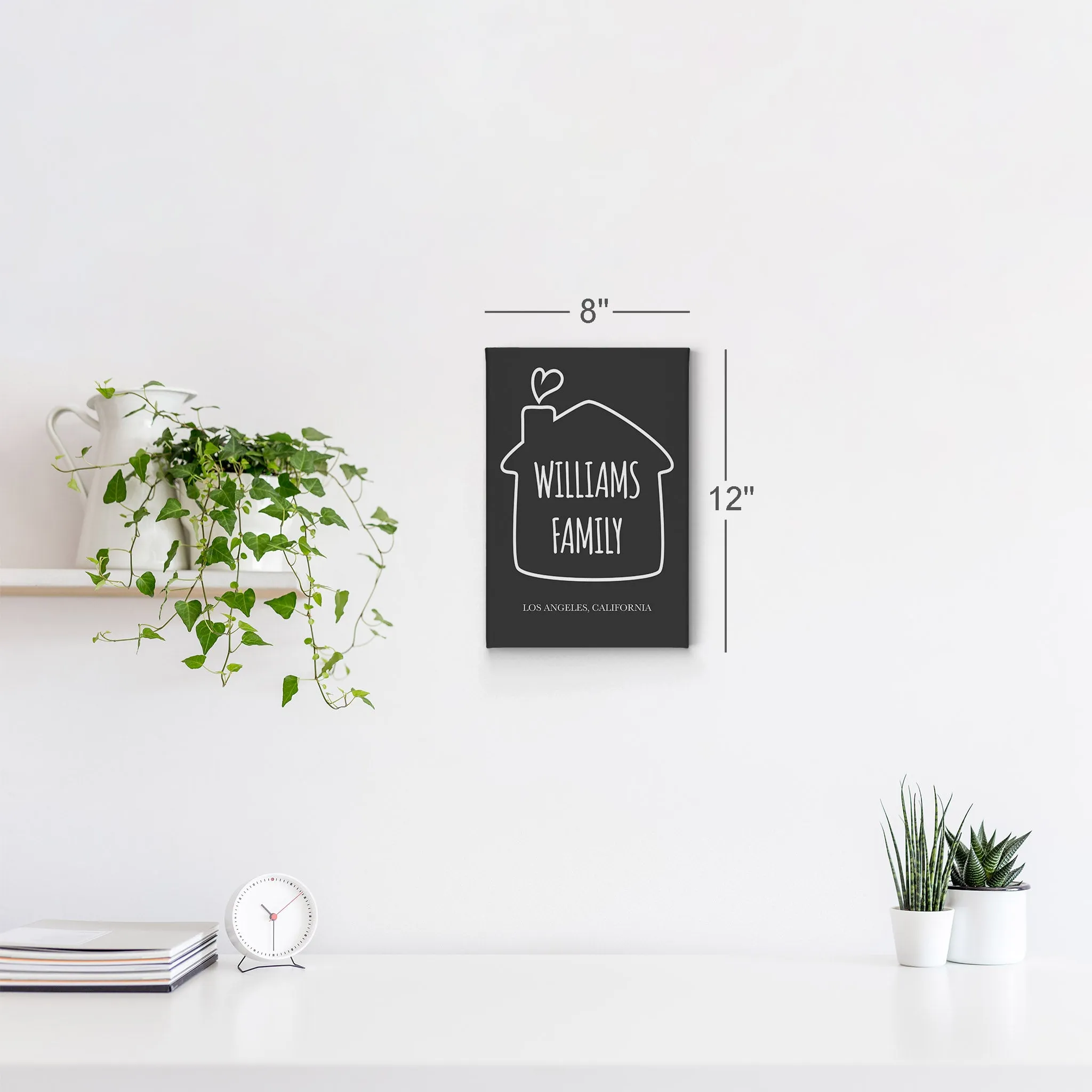 Personalized Gift Wall Art with Family Name, City and State Name Minimalist Design