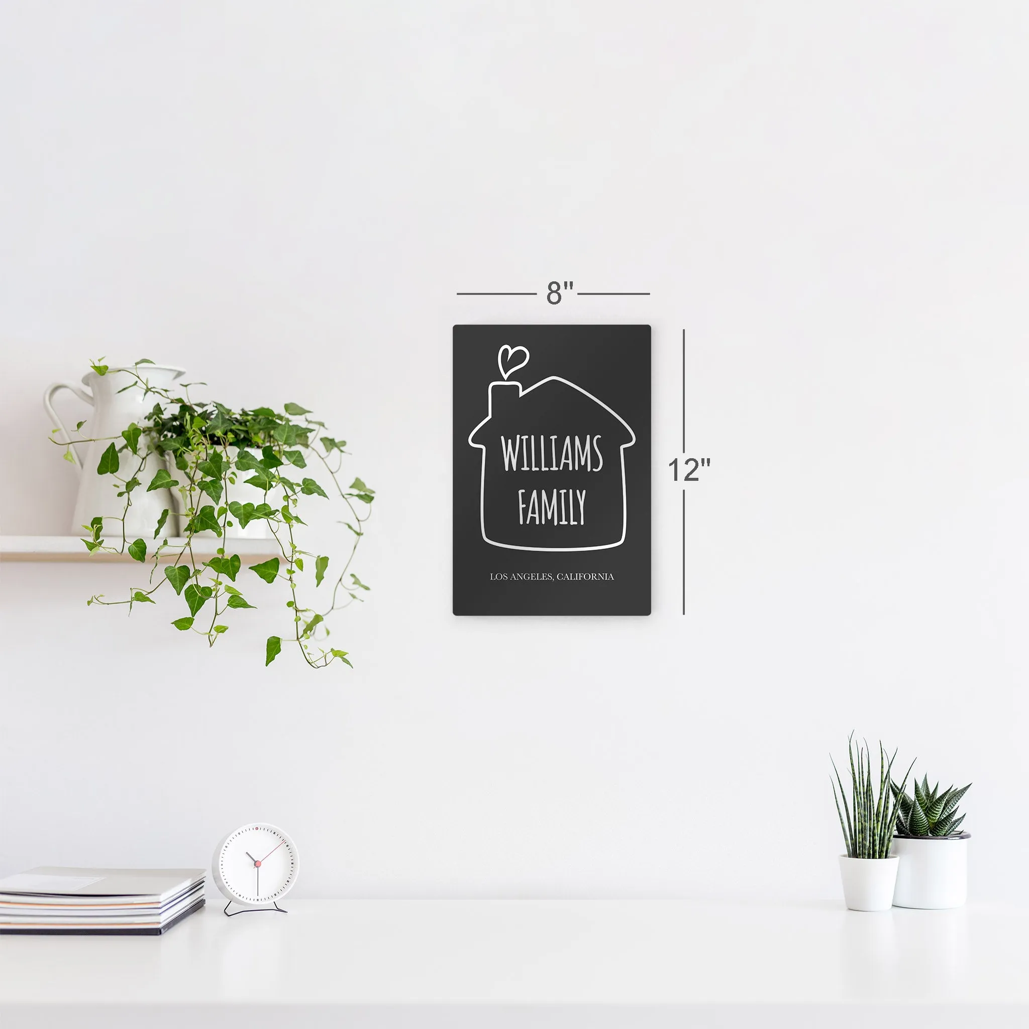 Personalized Gift Wall Art with Family Name, City and State Name Minimalist Design