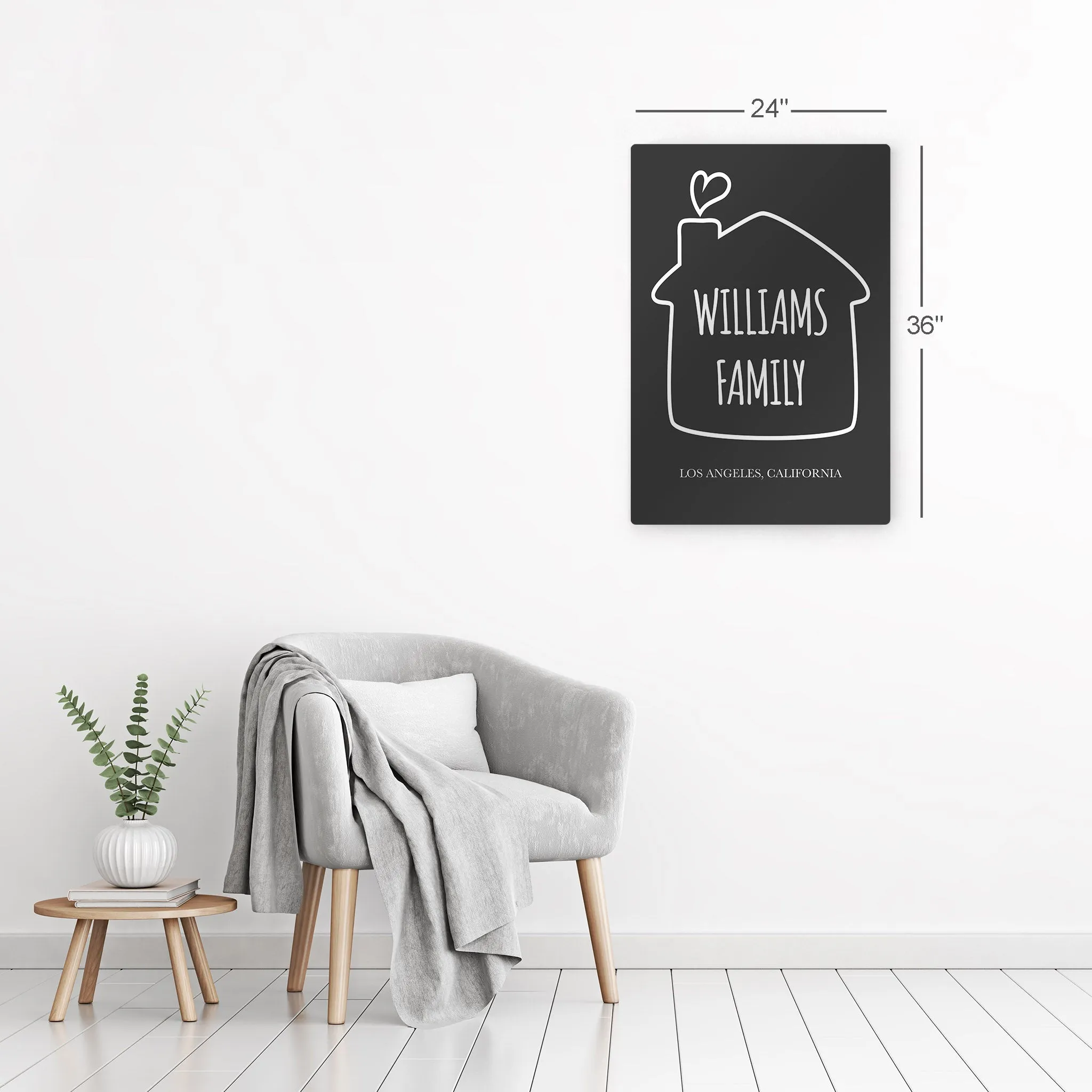 Personalized Gift Wall Art with Family Name, City and State Name Minimalist Design