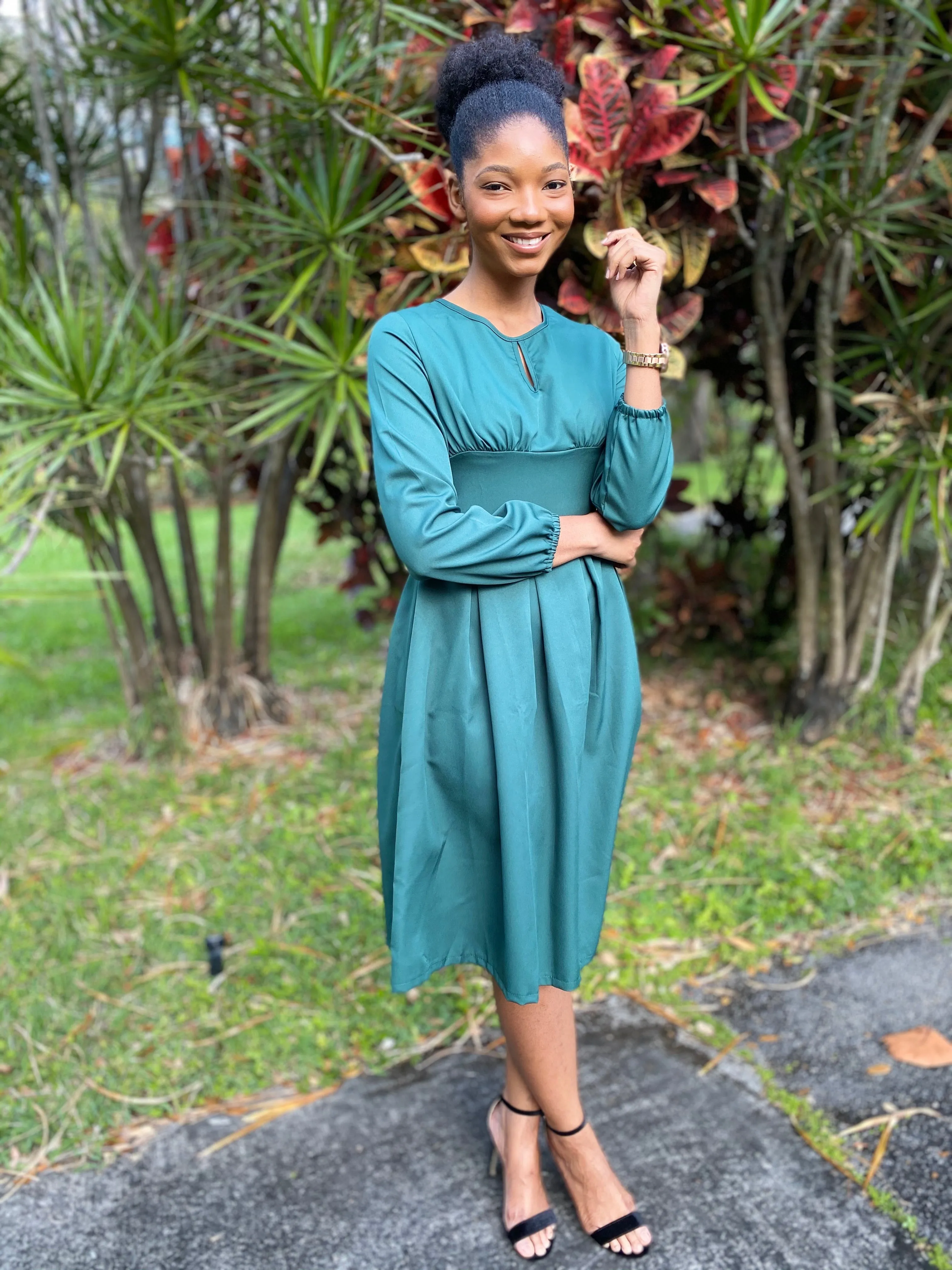 Pine green dress