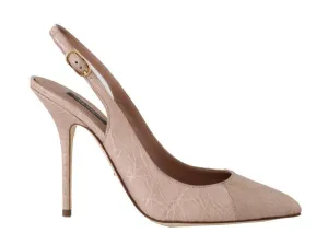 Pink Caiman Crocodile Slingbacks Shoes