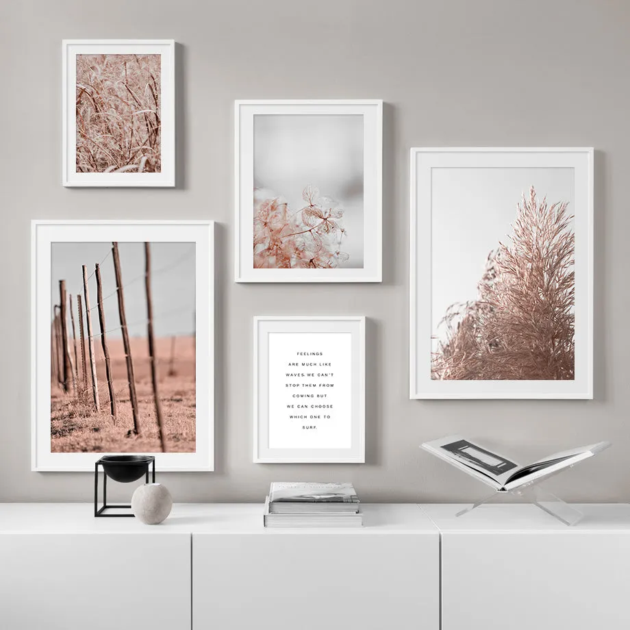 Pink Reed Grass Flower Plant Wall Art