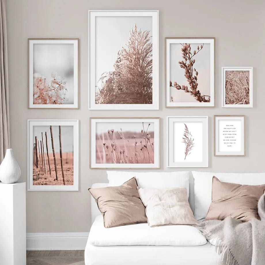 Pink Reed Grass Flower Plant Wall Art