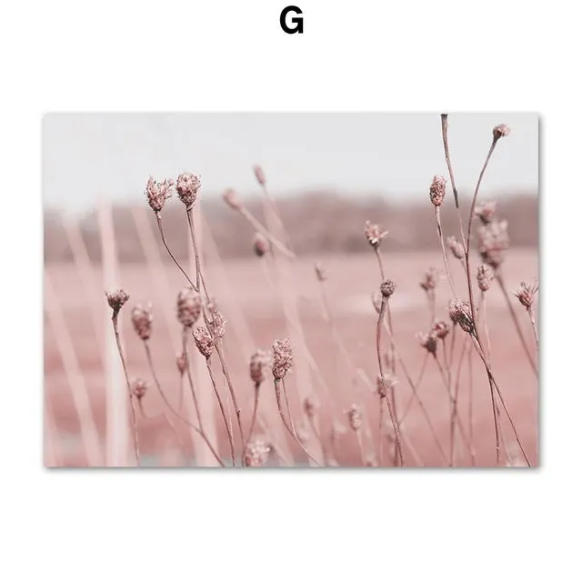 Pink Reed Grass Flower Plant Wall Art