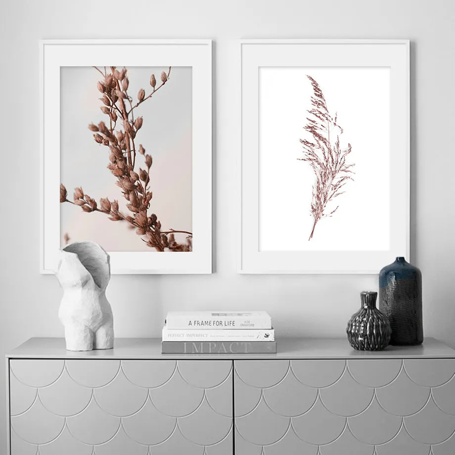 Pink Reed Grass Flower Plant Wall Art
