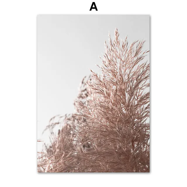 Pink Reed Grass Flower Plant Wall Art