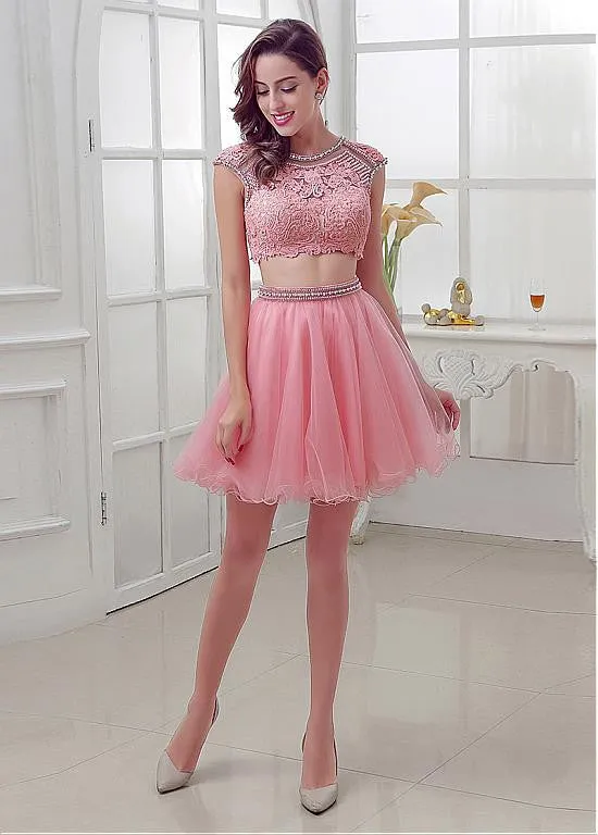 Pink Two-piece Homecoming Dress