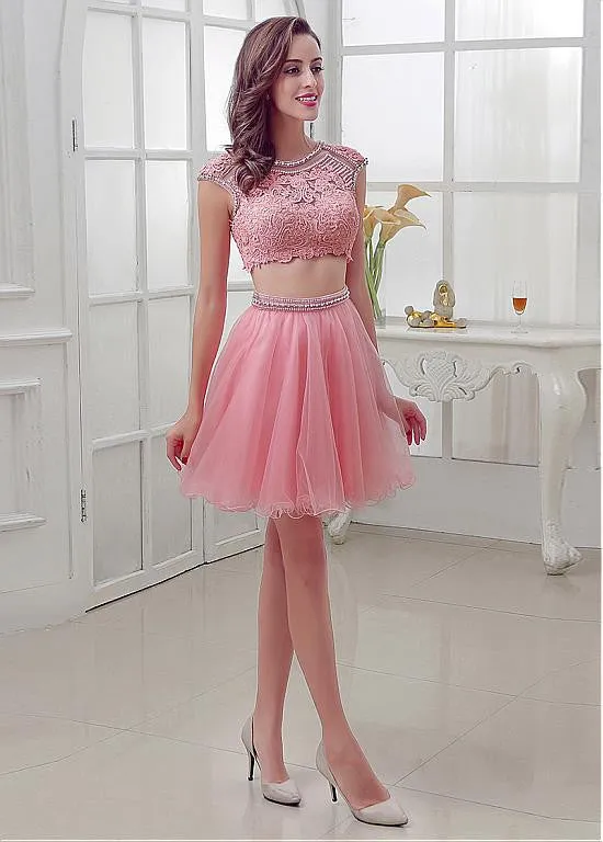 Pink Two-piece Homecoming Dress