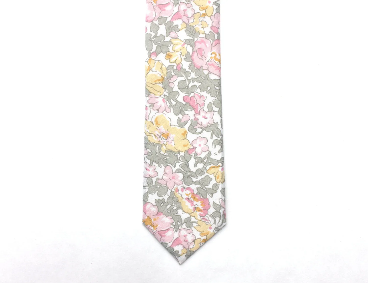 Pink, Yellow, & Sage Floral Skinny Tie