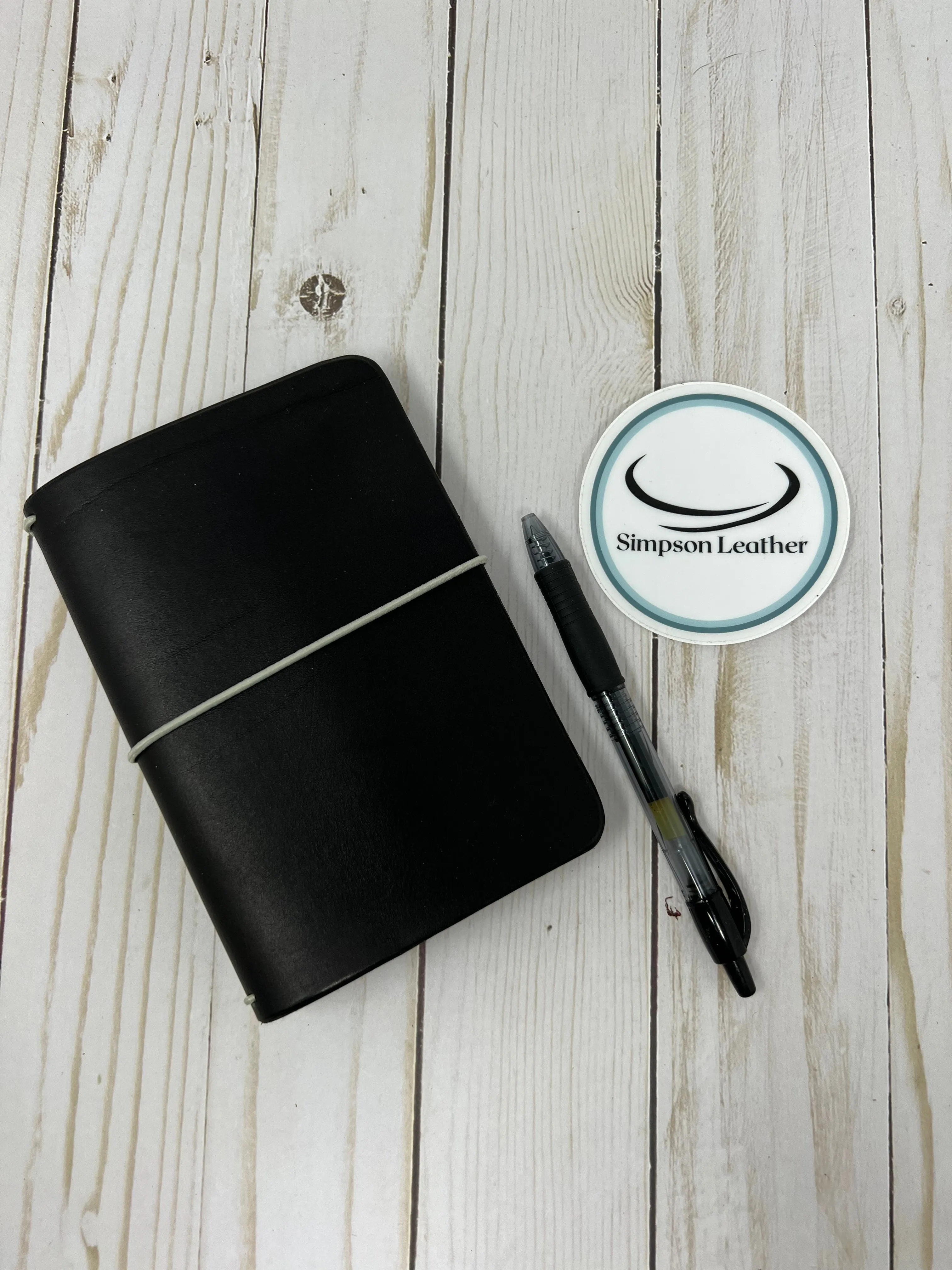 Pocket Leather Traveler’s Notebook, Ebony Bridle,  for 3.5” x 5.5” inserts (not included)
