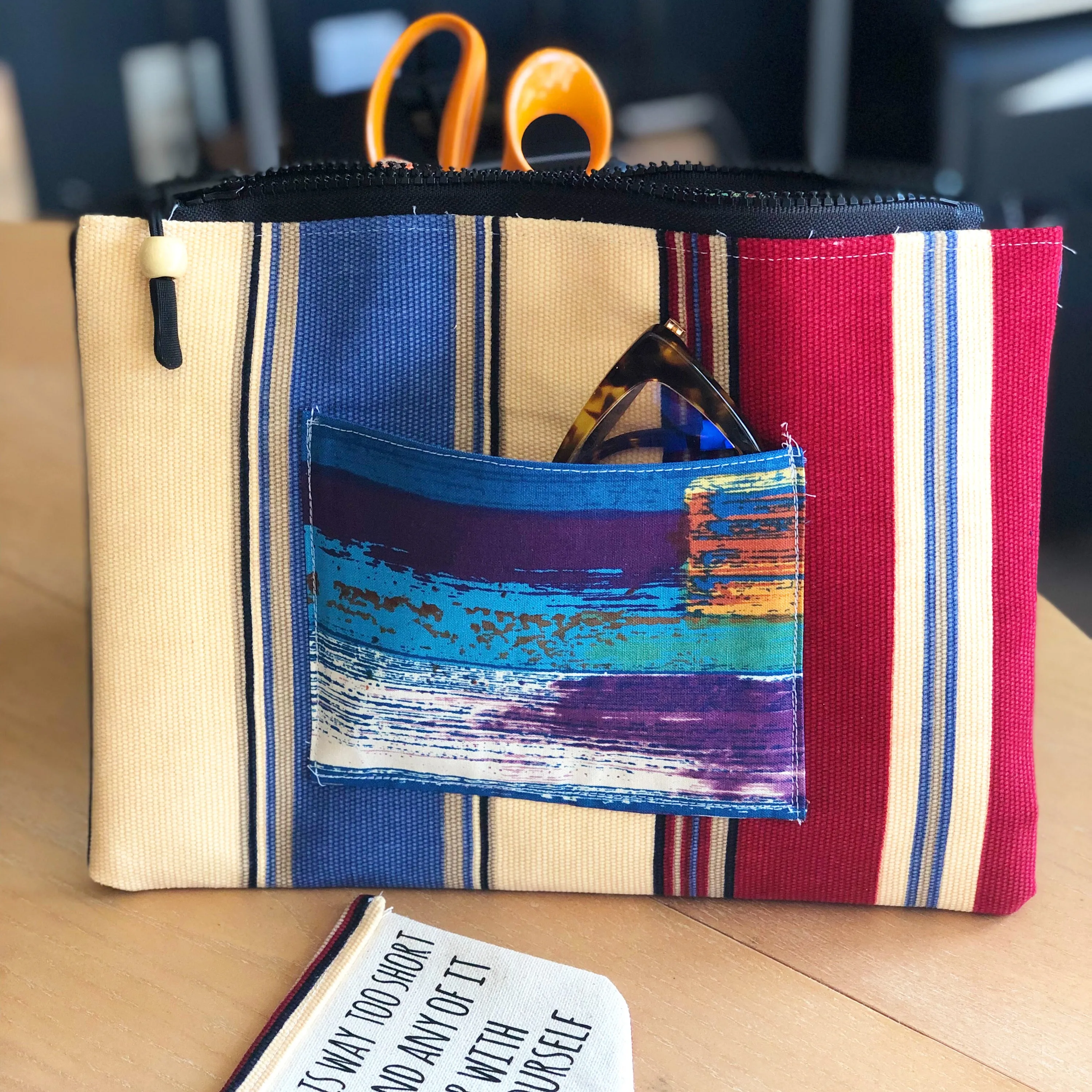 pocket stripes - canvas zip bag