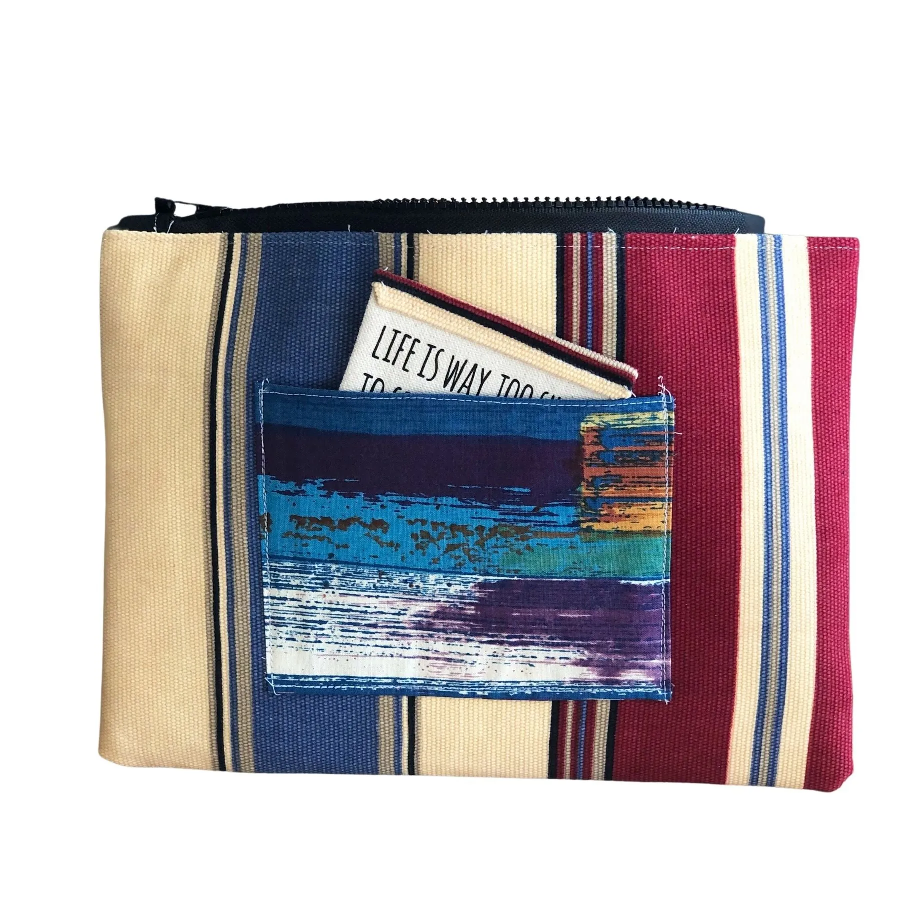 pocket stripes - canvas zip bag