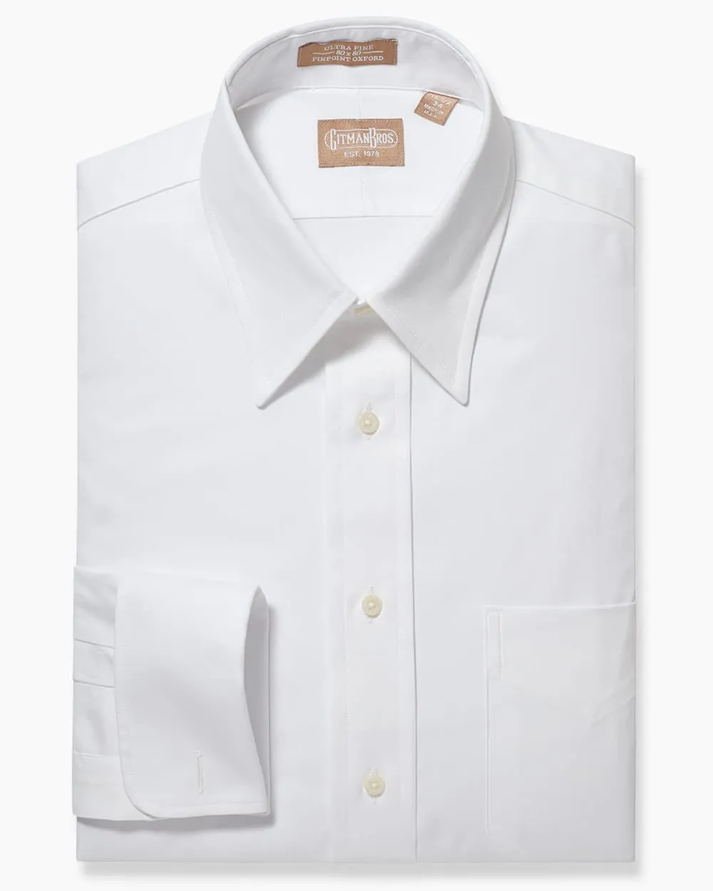 Point Collar Pinpoint French Cuff White
