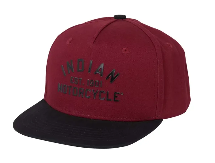 Port And Black Logo Flat Peak Cap, Multi
