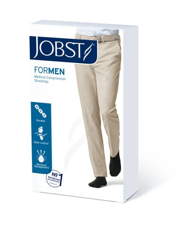 PR/1 JOBST MEDICAL LEG WEAR, MEN, KNEE HIGH, RIBBED, 20-30MMHG, LG, FULL CALF, BLACK, CLOSED TOE
