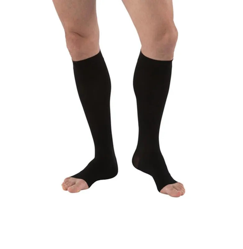PR/1 JOBST MEDICAL LEG WEAR, MEN, RIBBED, KNEE HIGH, 30-40MMHG, MD, BLACK, OPEN TOE