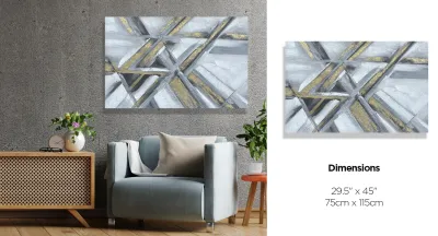 Printed Canvas 75 x 115 cm | Golden/Grey Abstract Patterns