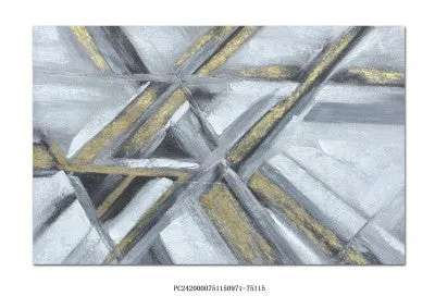 Printed Canvas 75 x 115 cm | Golden/Grey Abstract Patterns