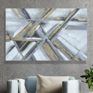 Printed Canvas 75 x 115 cm | Golden/Grey Abstract Patterns