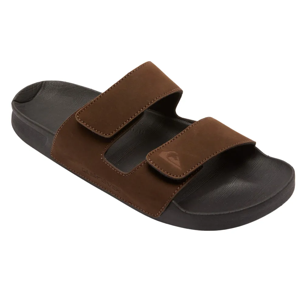 QUIKSILVER RIVI LEATHER DOUBLE ADJUST BLACK SANDAL