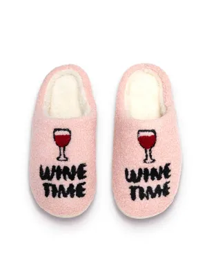 "Wine Time" - Pink Indoor / Outdoor Slippers -
