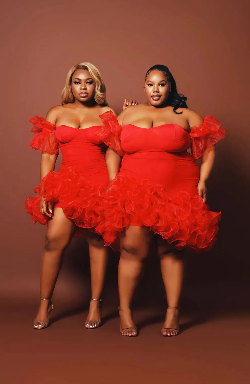 Red Oyemwen Off the Shoulder Holiday Dress
