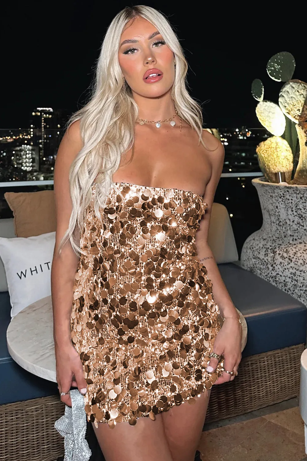 Red Strapless Bodycon Mini Sequin Dress