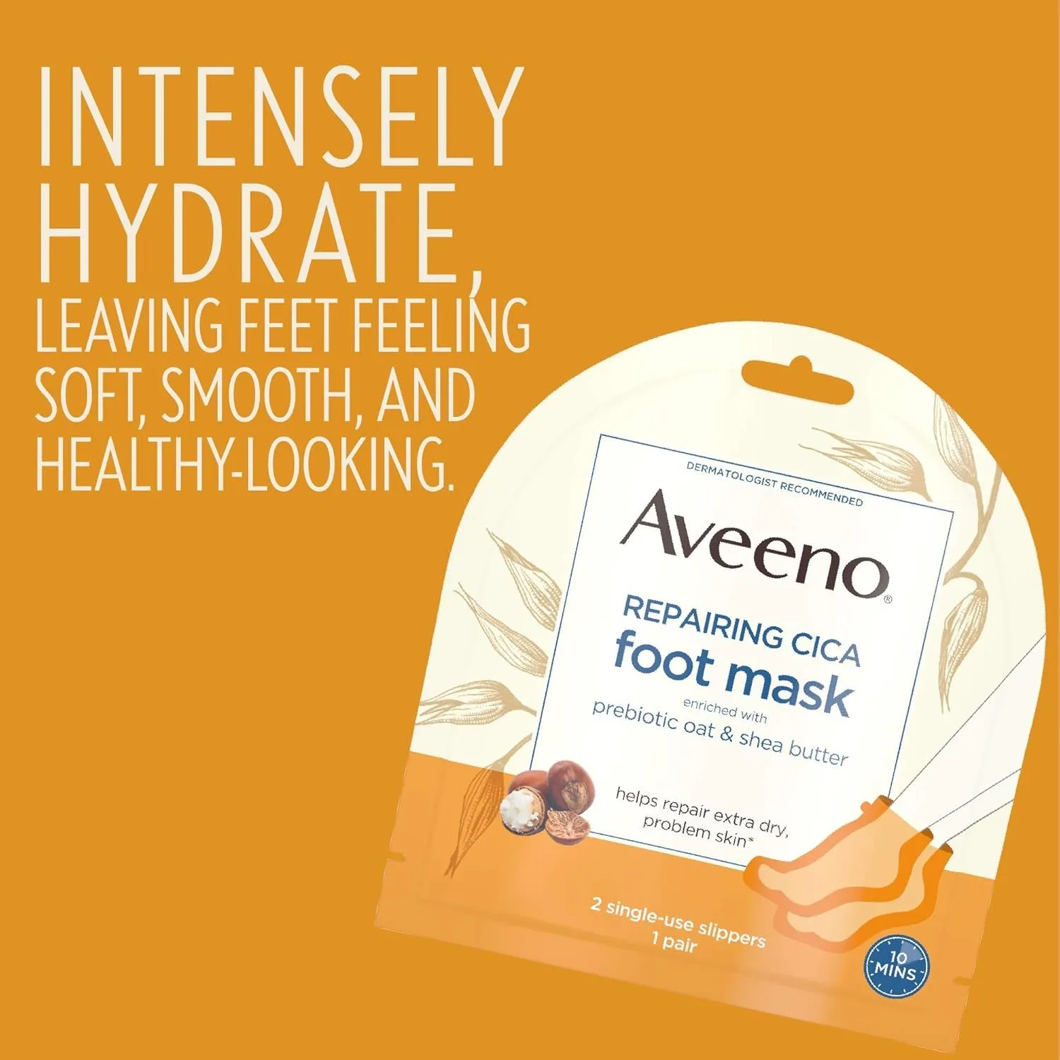 Repairing CICA Foot Mask & Hand Mask with Prebiotic Oat and Shea Butter, for Extra Dry Skin, 1 Ea