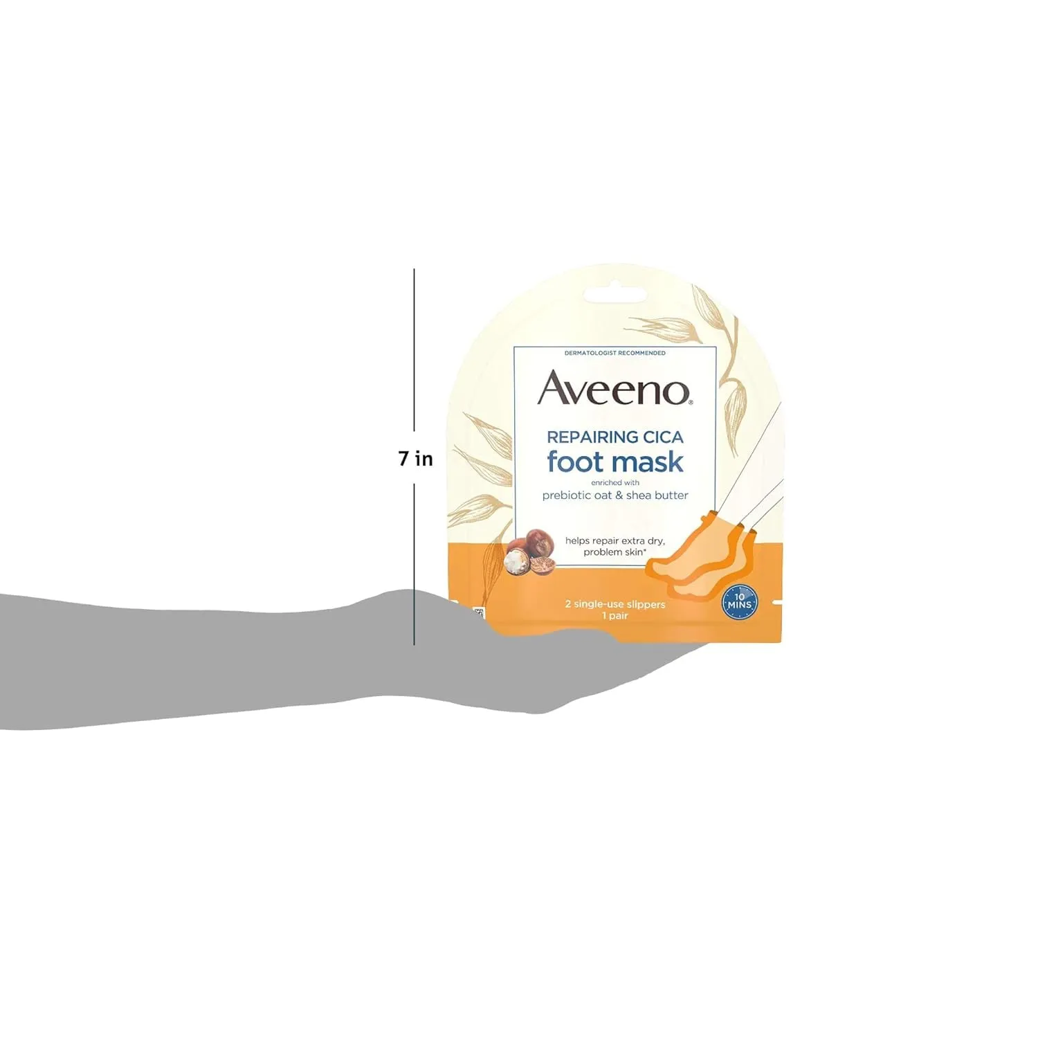 Repairing CICA Foot Mask & Hand Mask with Prebiotic Oat and Shea Butter, for Extra Dry Skin, 1 Ea