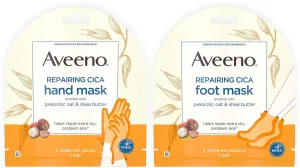 Repairing CICA Foot Mask & Hand Mask with Prebiotic Oat and Shea Butter, for Extra Dry Skin, 1 Ea