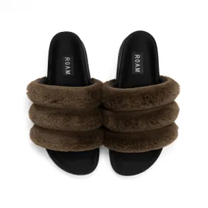 ROAM BUNNY SLIDER KHAKI FAUX FUR