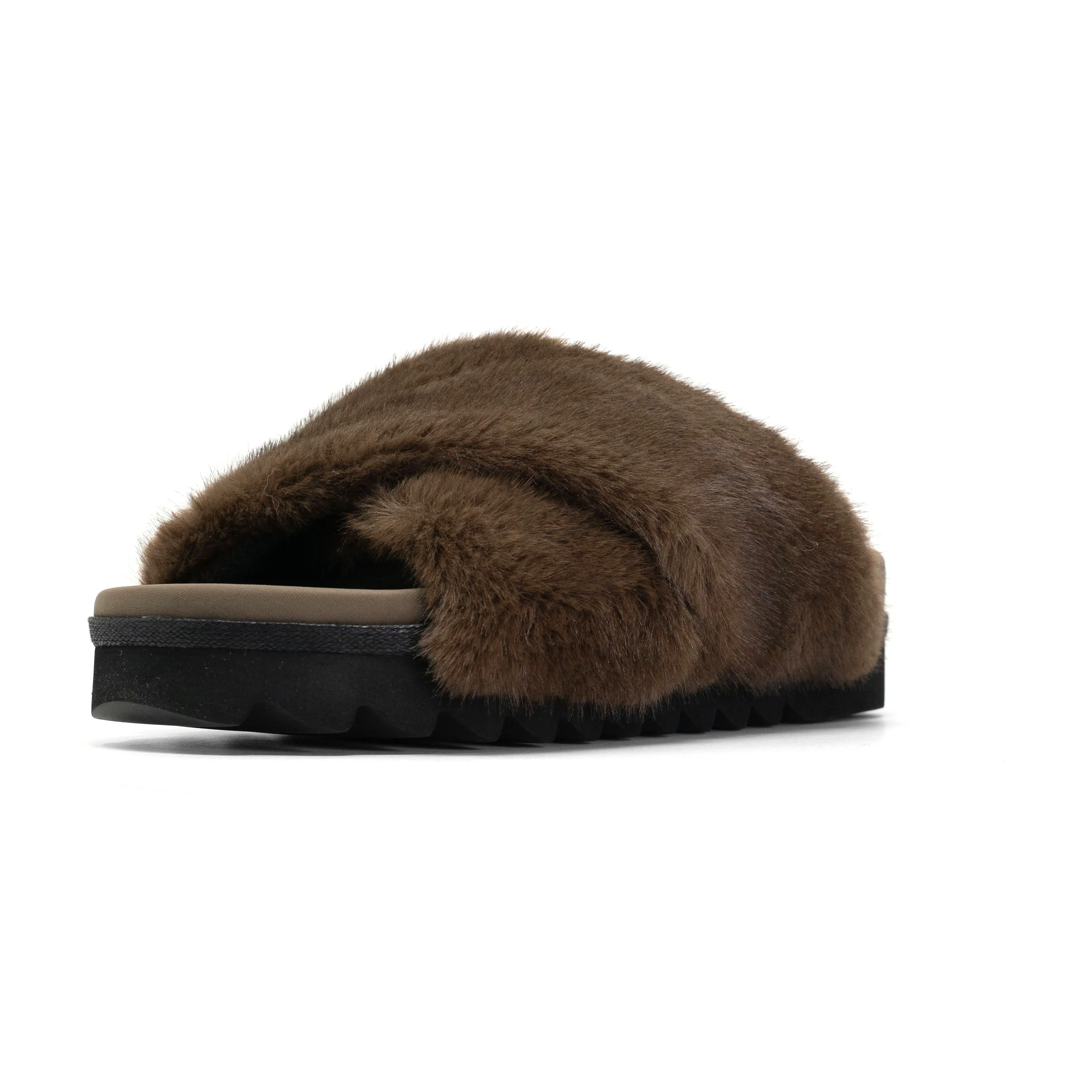 ROAM CLOUD SLIPPERS TAUPE FAUX FUR