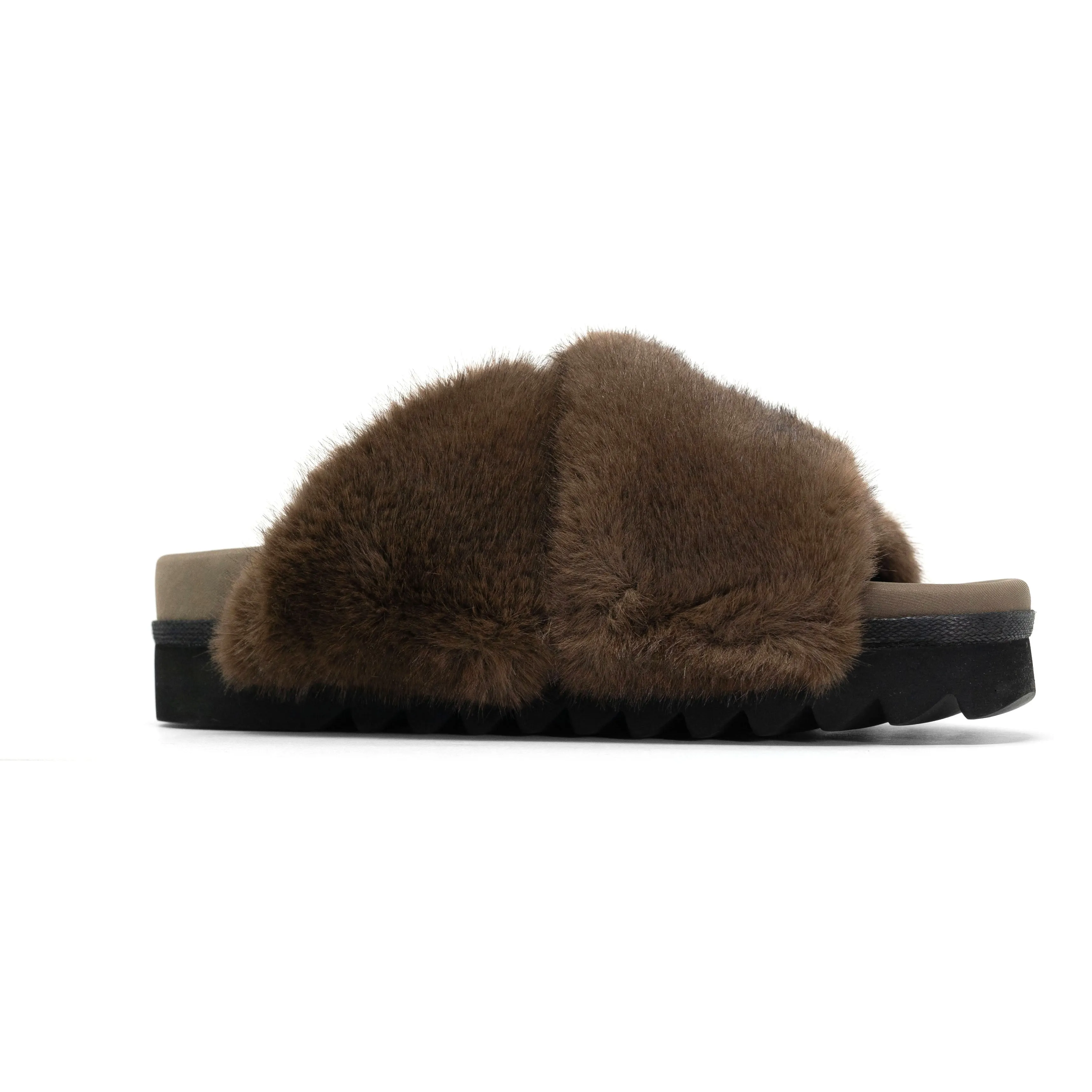 ROAM CLOUD SLIPPERS TAUPE FAUX FUR