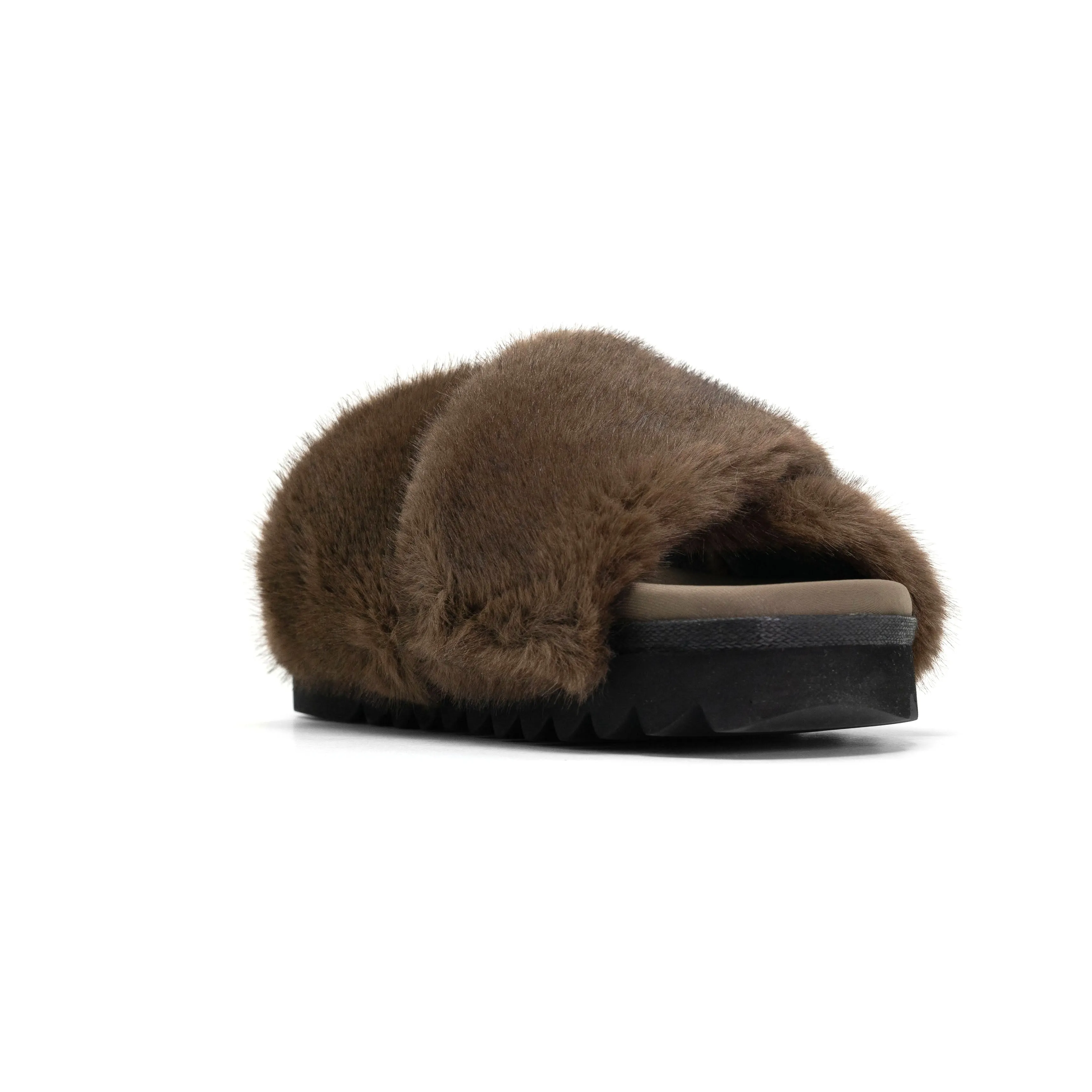 ROAM CLOUD SLIPPERS TAUPE FAUX FUR
