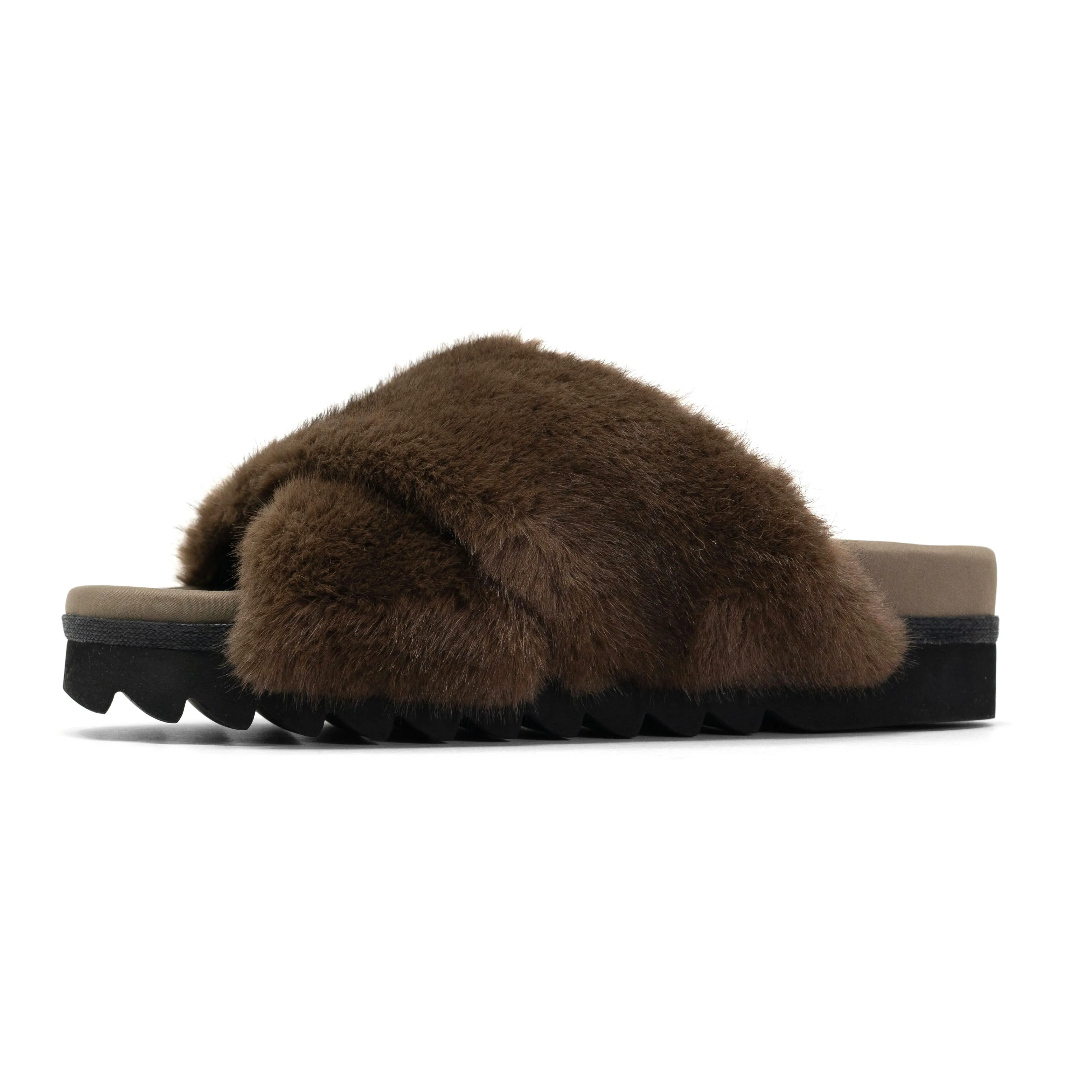 ROAM CLOUD SLIPPERS TAUPE FAUX FUR