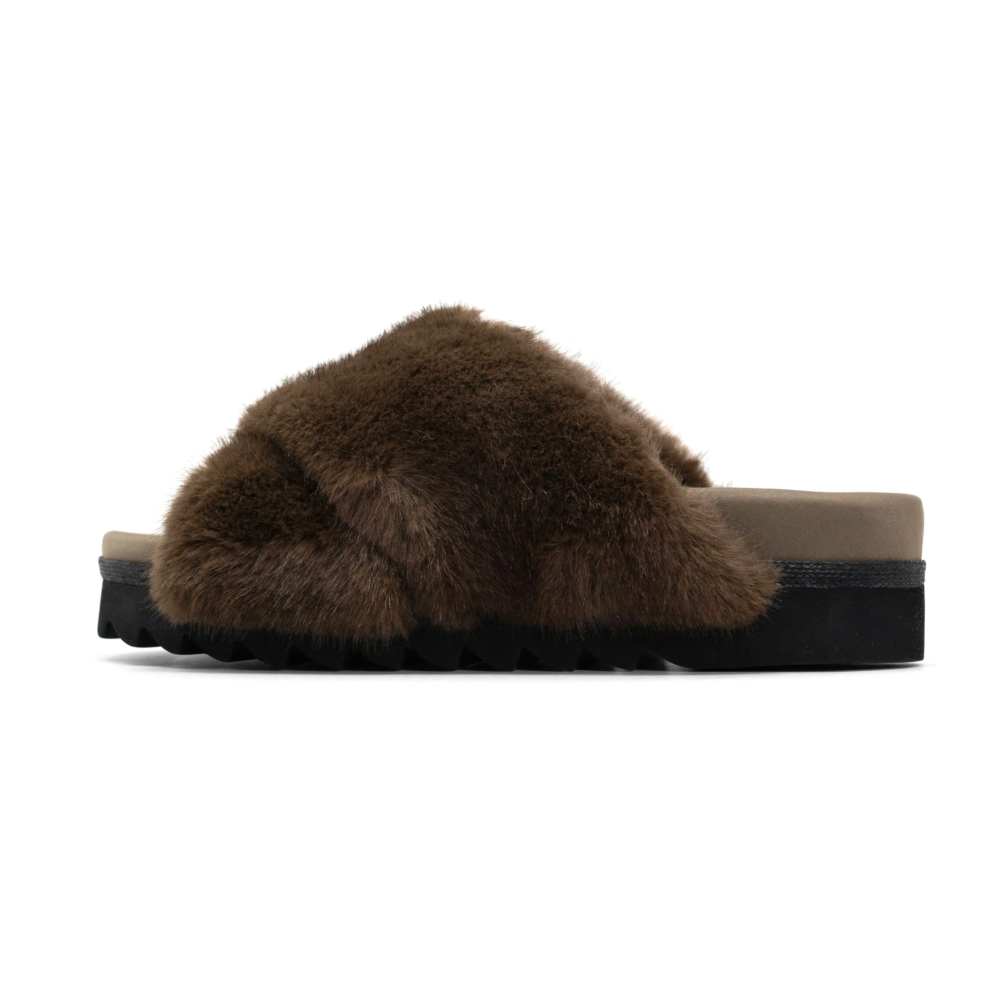 ROAM CLOUD SLIPPERS TAUPE FAUX FUR