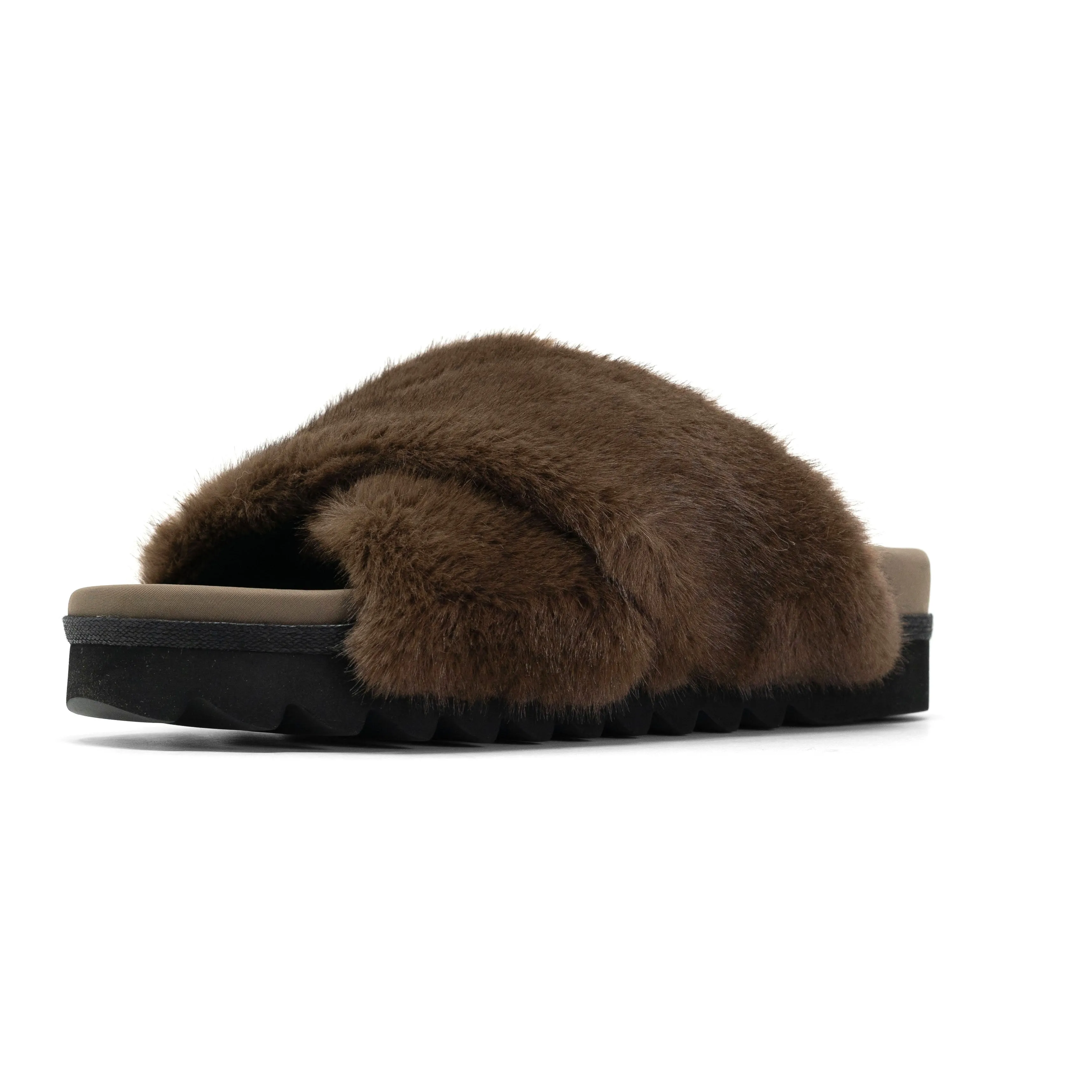 ROAM CLOUD SLIPPERS TAUPE FAUX FUR