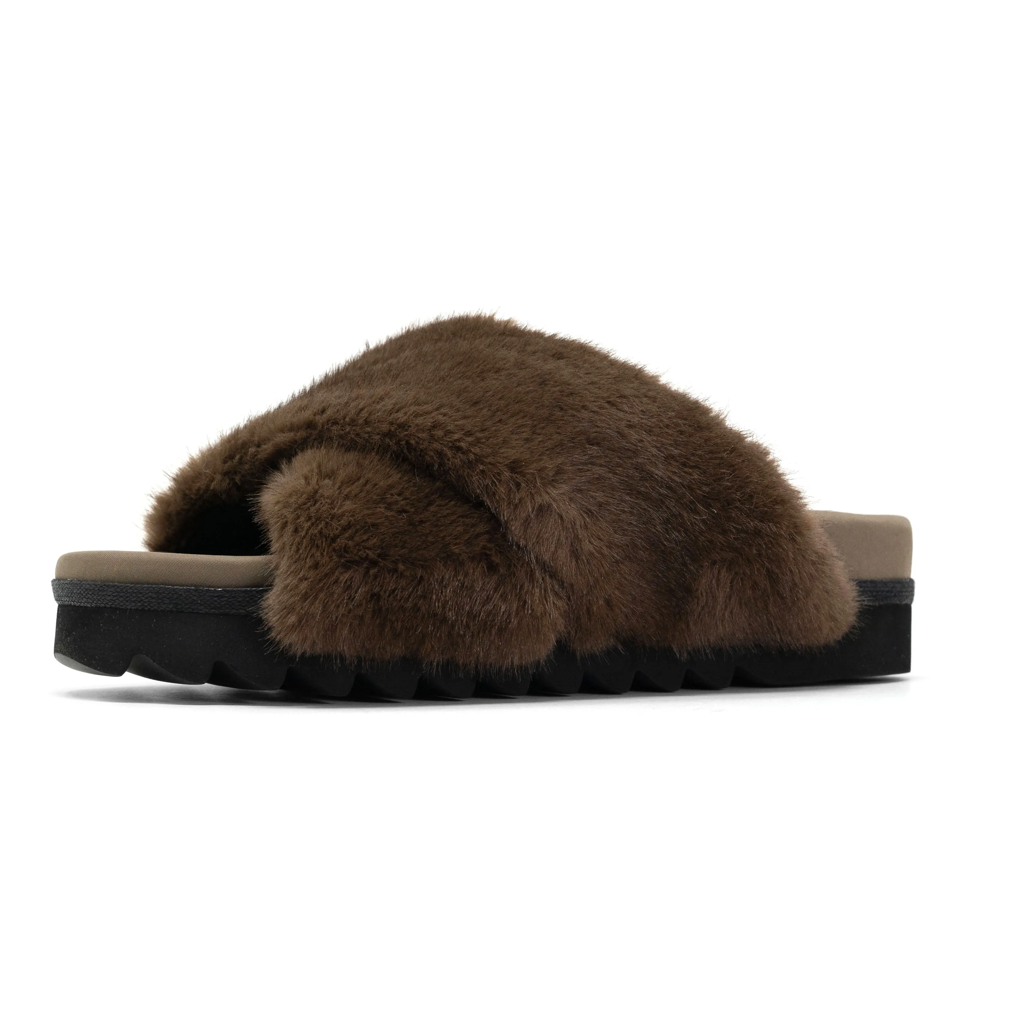 ROAM CLOUD SLIPPERS TAUPE FAUX FUR