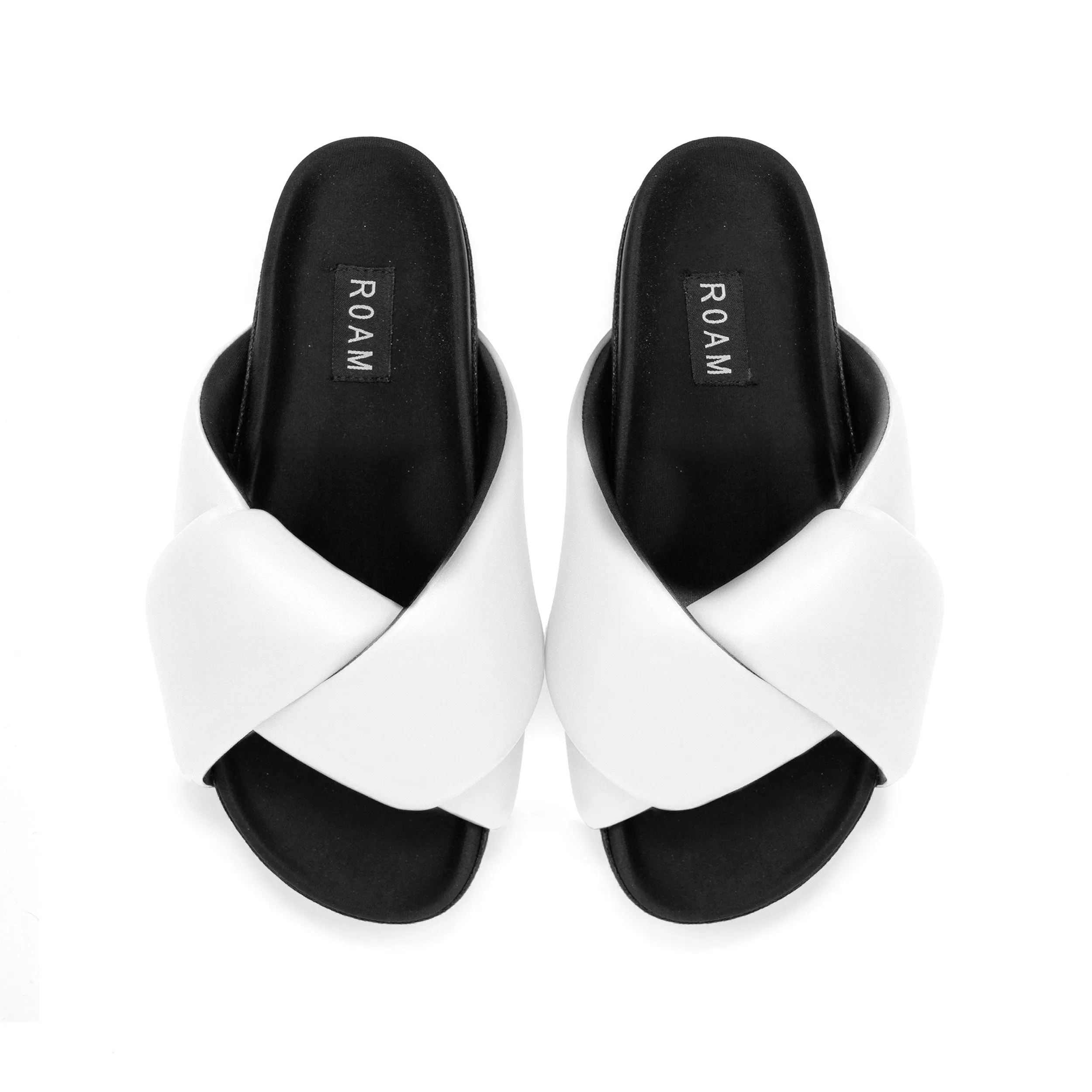 ROAM FOLDY PUFFY SANDALS WHITE VEGAN LEATHER