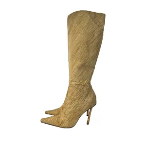 Roberto Cavalli Cream Print Knee Length Boots