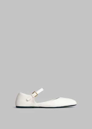 Round Toe D'Orsay Flat in Leather - Ivory