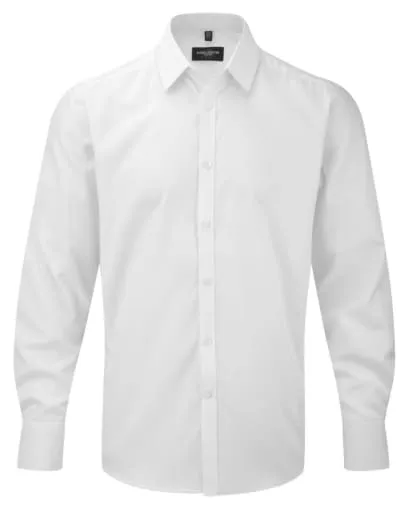 Russell Collection Mens Heringbone Uniform Office Work Shirt - 962M