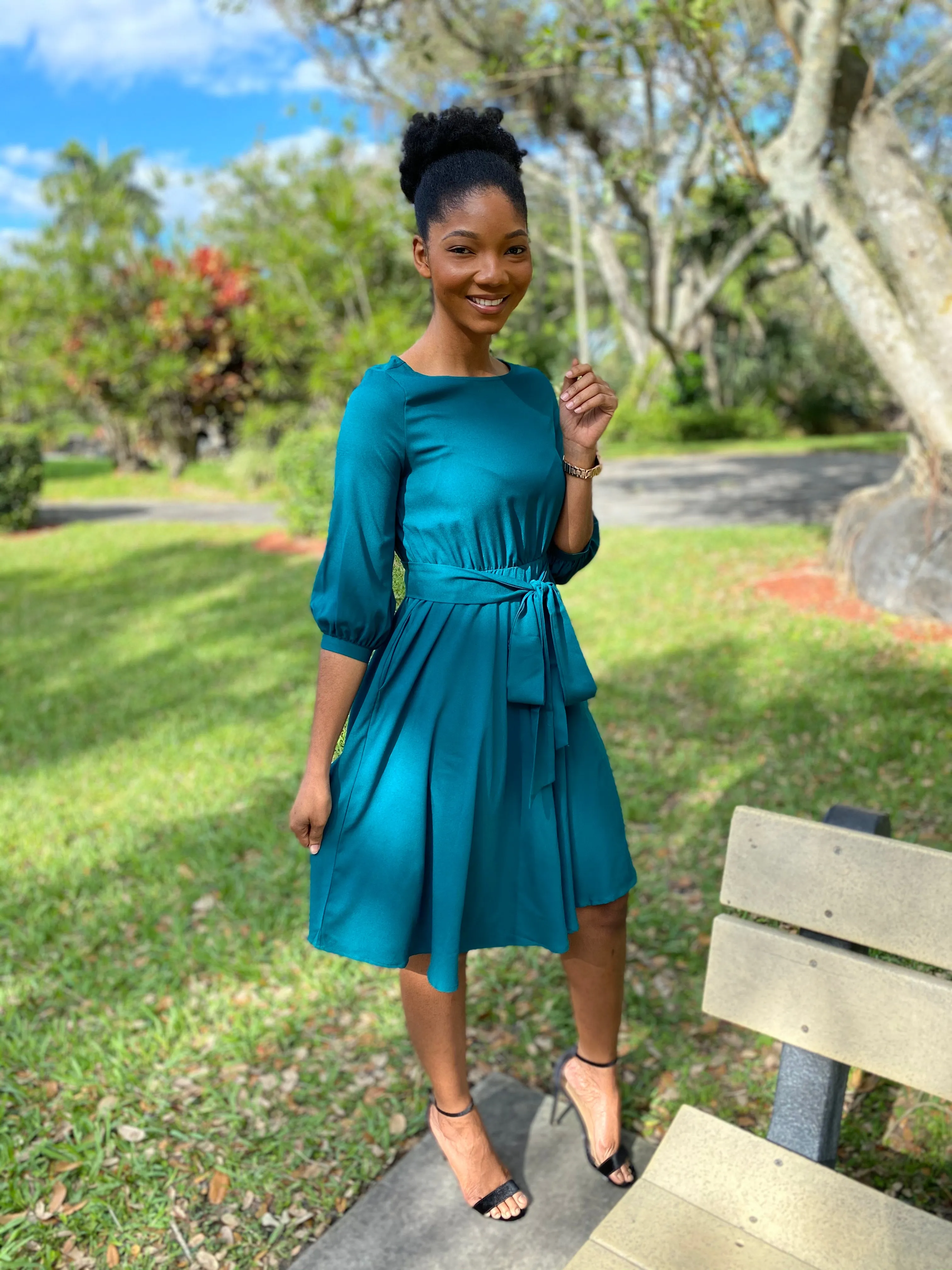 Sea green dress