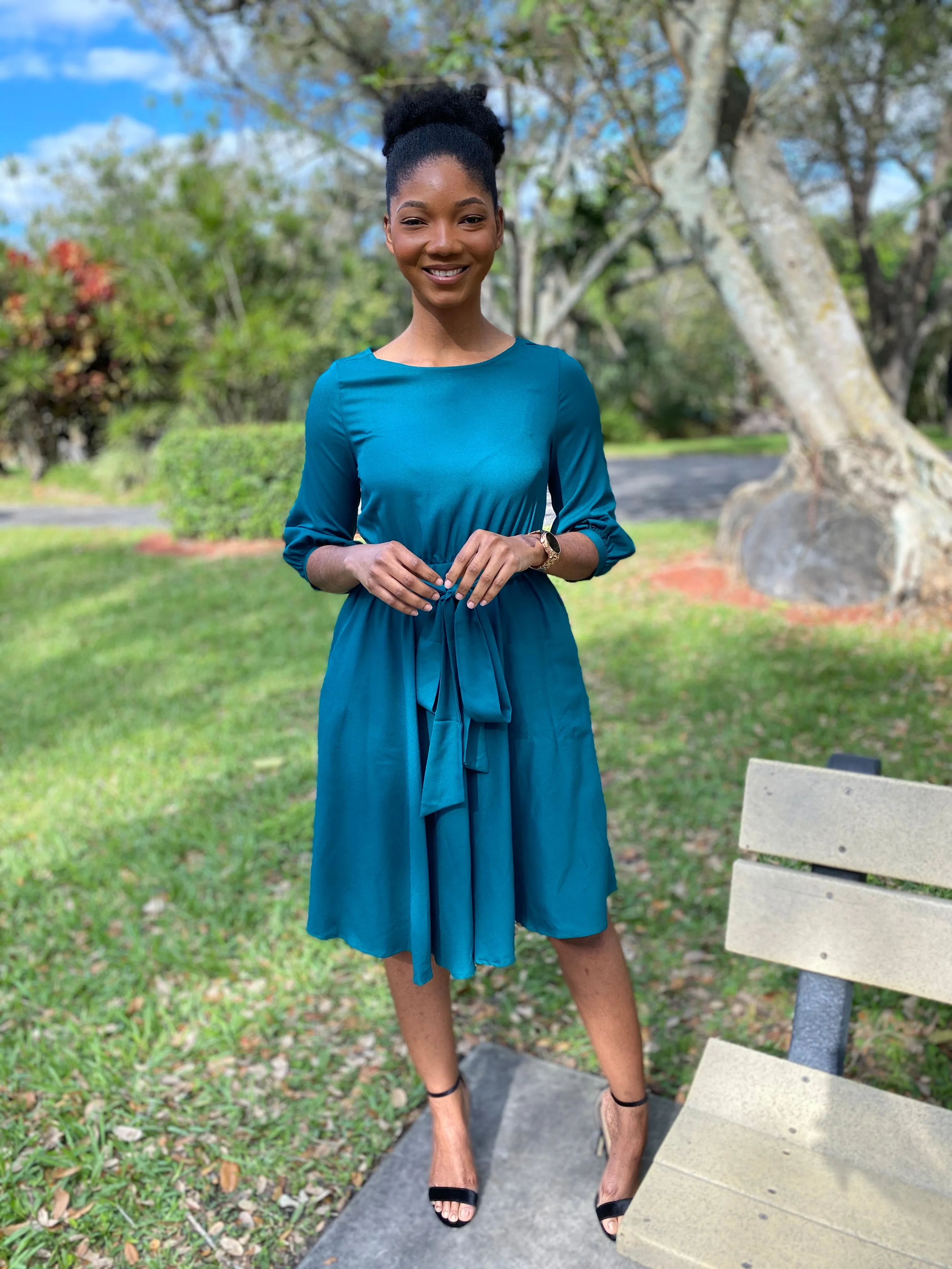 Sea green dress