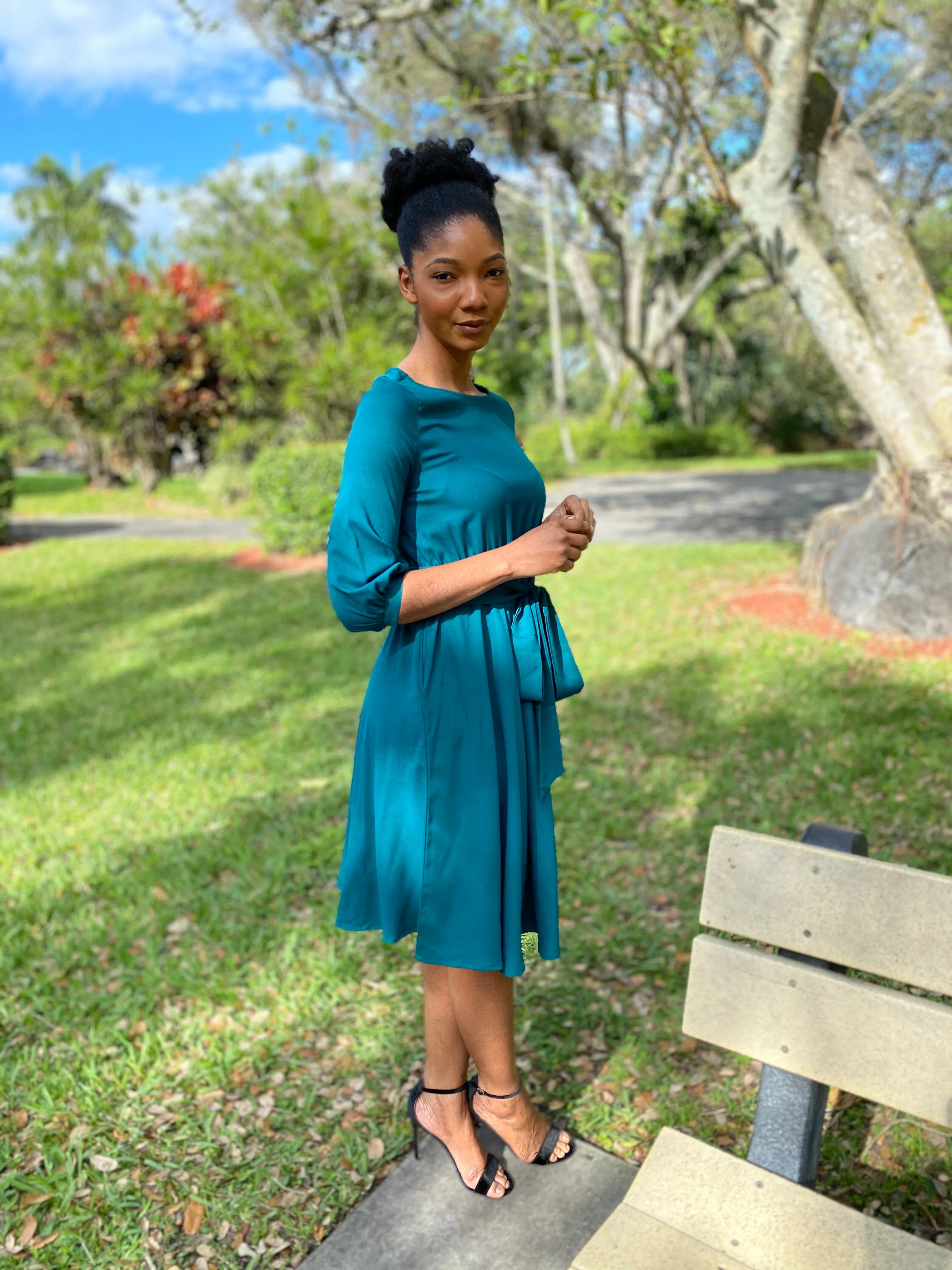 Sea green dress