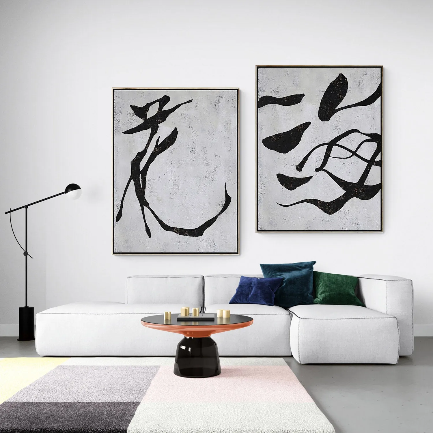Set of 2 Chinese Calligraphy Minimalist Painting P73