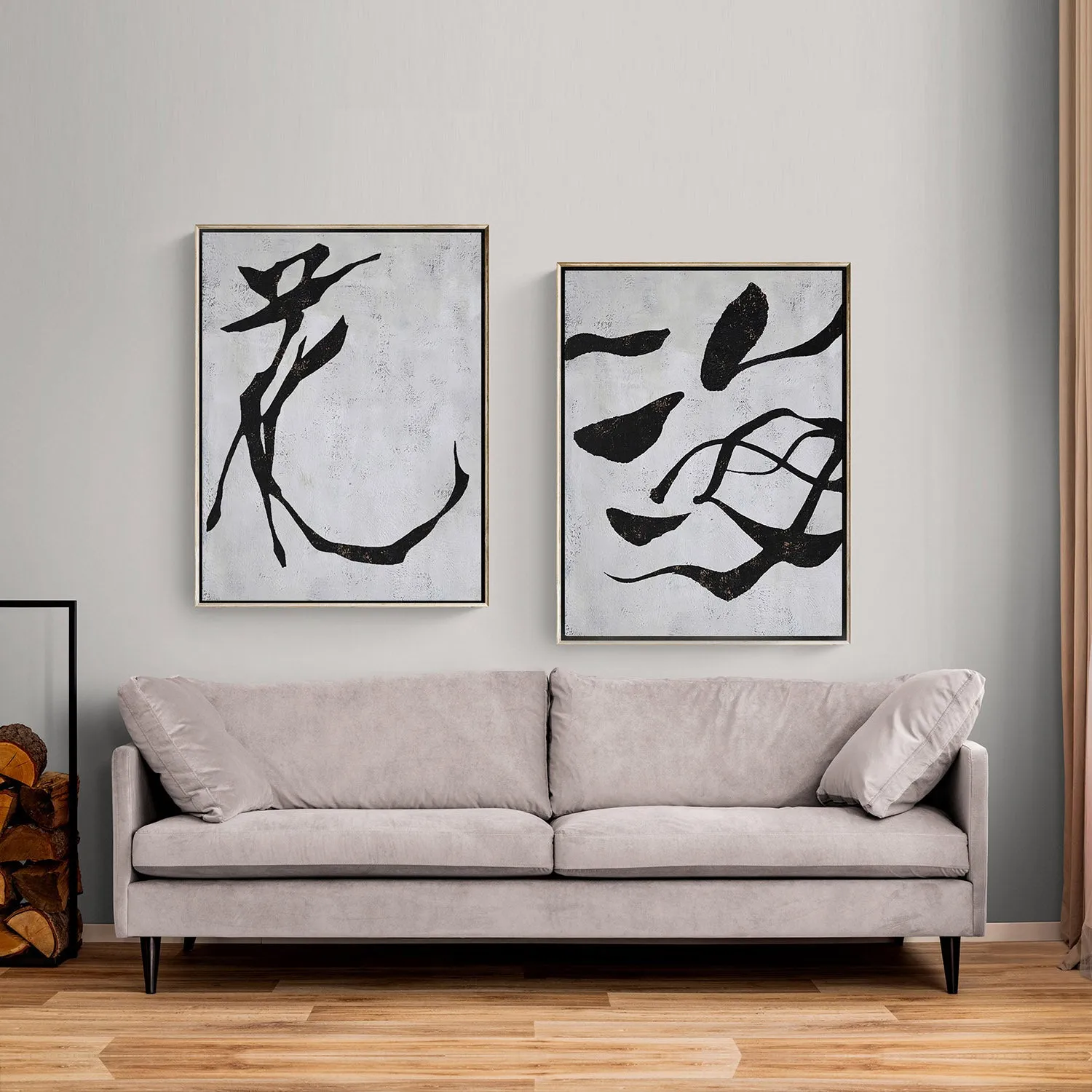 Set of 2 Chinese Calligraphy Minimalist Painting P73