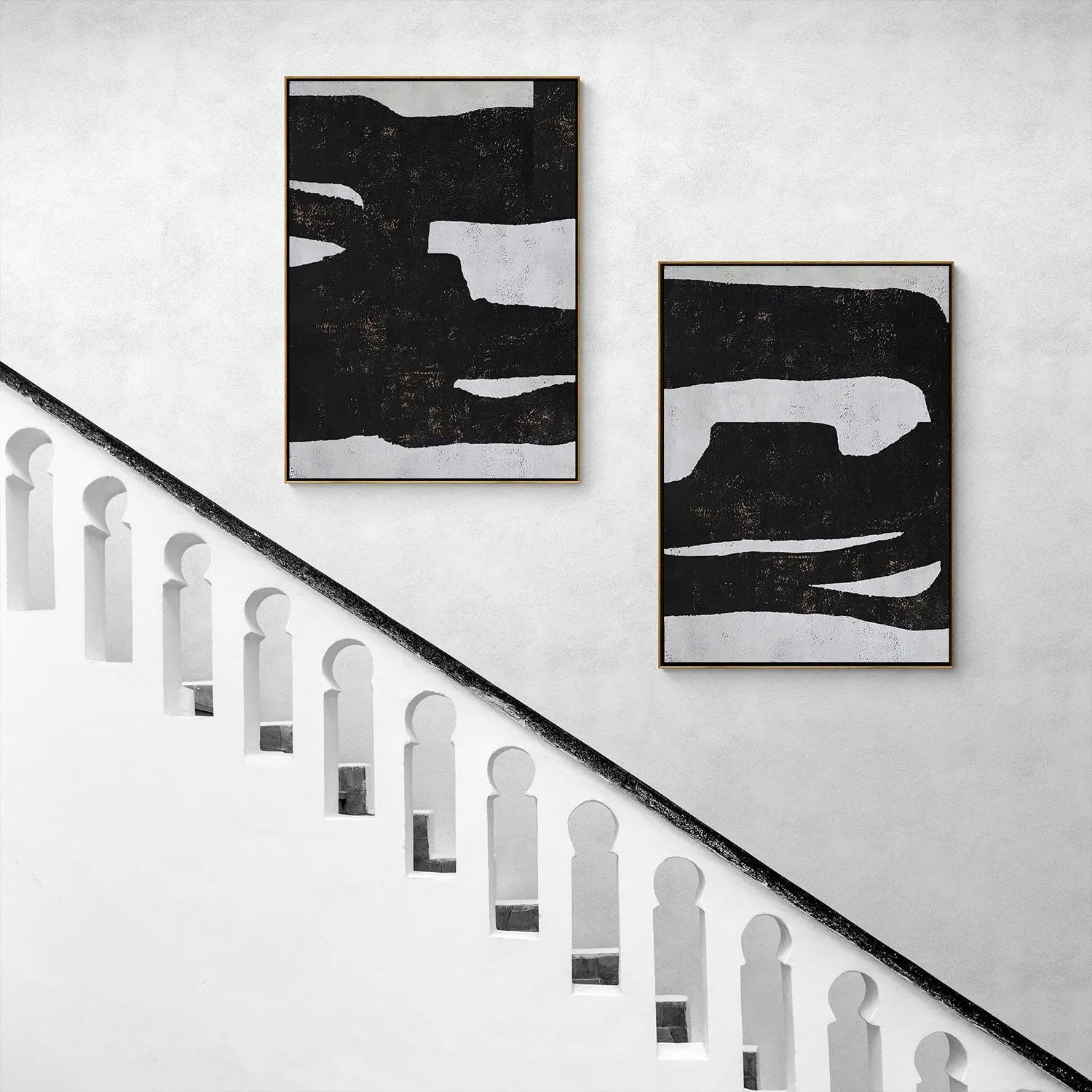 Set of 2 Minimalist Abstract Landscape Painting P89